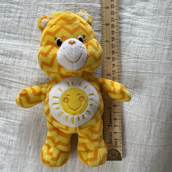 Care Bears FUNSHINE Bear 8” Chevron Striped Plush Stuffed Animal Toy Yellow - Picture 11 of 12